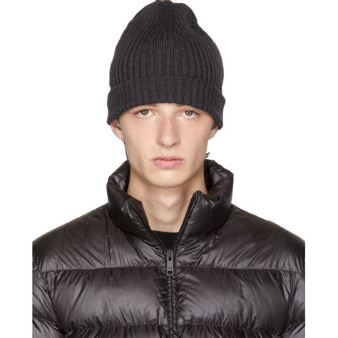 Prada: Grey Logo Beanie 